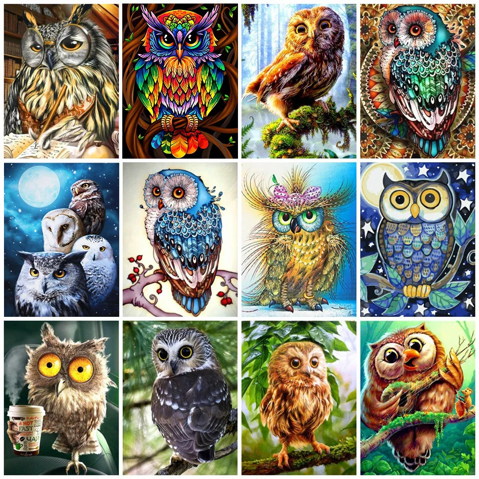 AZQSD 5D Diamond Mosaic Owl Needlework DIY Full Sets Diamond Embroidery Animal Picture Of Rhinestones Home Decor