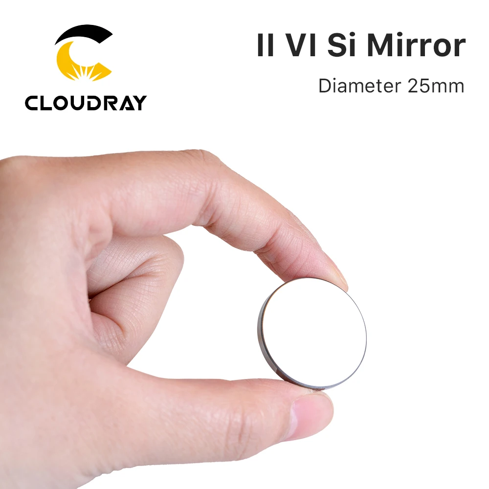 Cloudray 500W Original II-VI Si Mirror Dia. 25mm Refiectivity 99.8% 10.6um LPMS Coating for CO2 Laser Engraving Cutting Machine