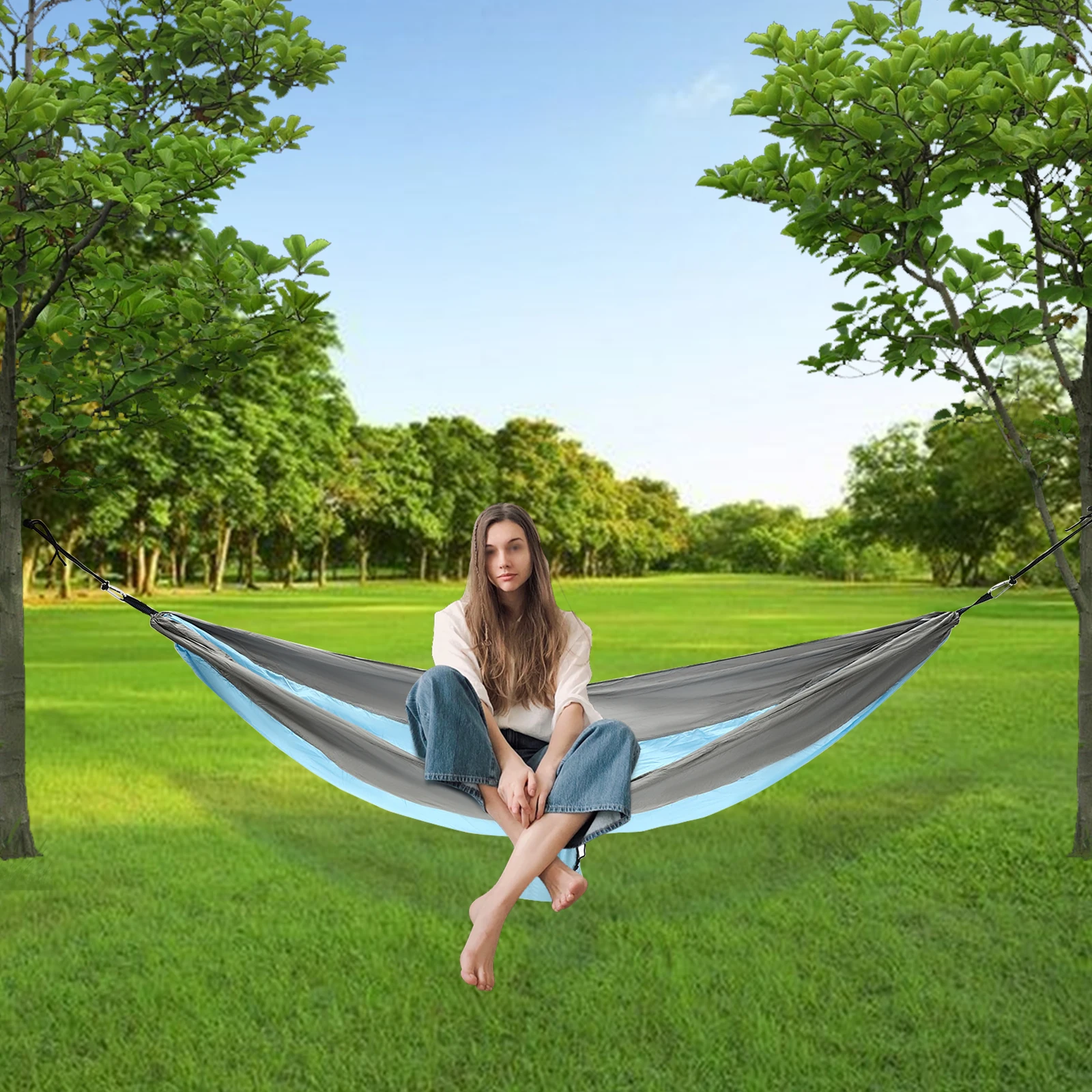 270*140cm  Premium 210T Parachute Cosy and Skin-friendly Nylon Camping Hammock Resistance to Fraying  Tearing Portable Hammock