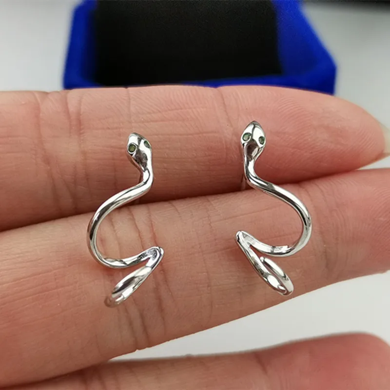 925 Sterling Silver Serpentine Earrings Without Piercings Women Personality Snake Ear Bone Clip Hiphop Rock Jewelry