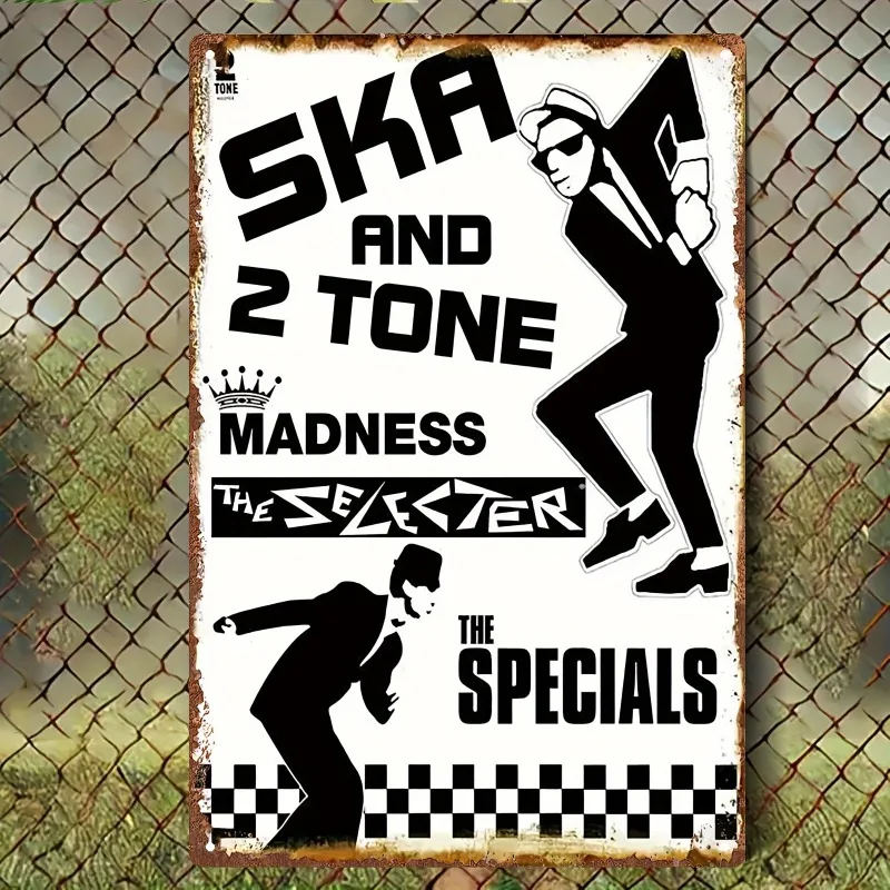 （2D Tin painting）The Specials Madness 2 Tone Ska Metal Wall Sign – Retro British Band Plaque for 80s Reggae Bar Music Room De