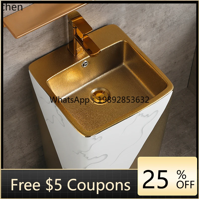 O3-25  placer gold column basin gold-plated wash basin floor-to-ceiling washbasin one-piece integrated ceramic
