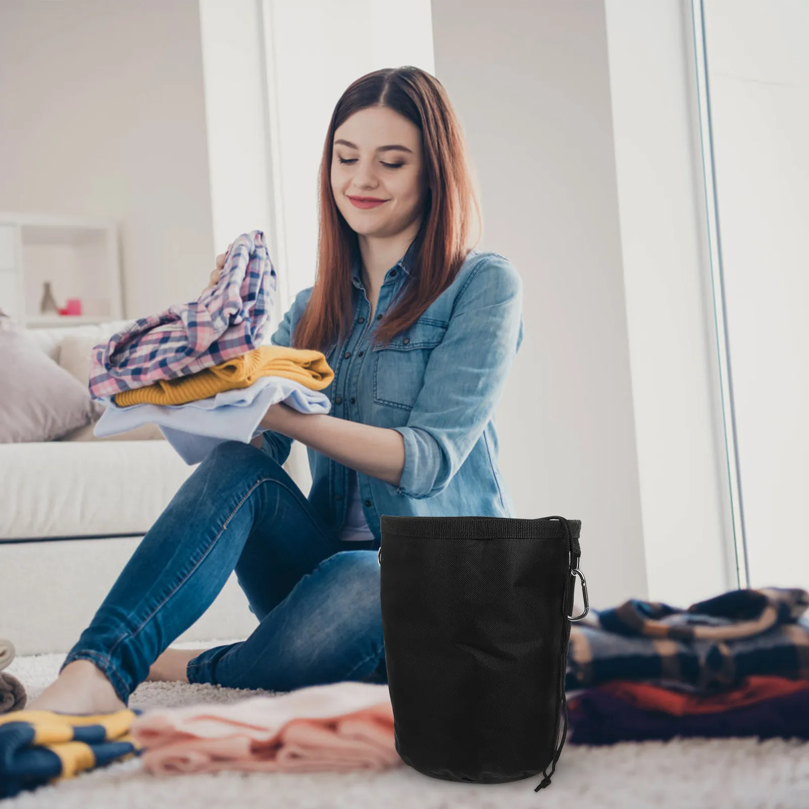 Clothespins Bag Hanging Clothesline Peg Organizer Oxford Cloth Drawstring Hook Laundry Storage Waterproof Peg Holder Portable