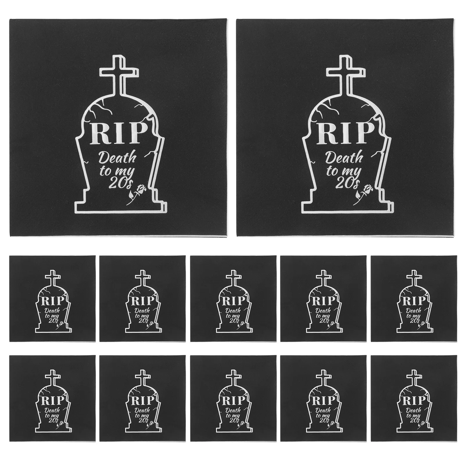 

20Pcs Halloween Party Napkins Death to My 20s Paper Tombstone Disposable Birthday Decorations Supplies Paper Napkins
