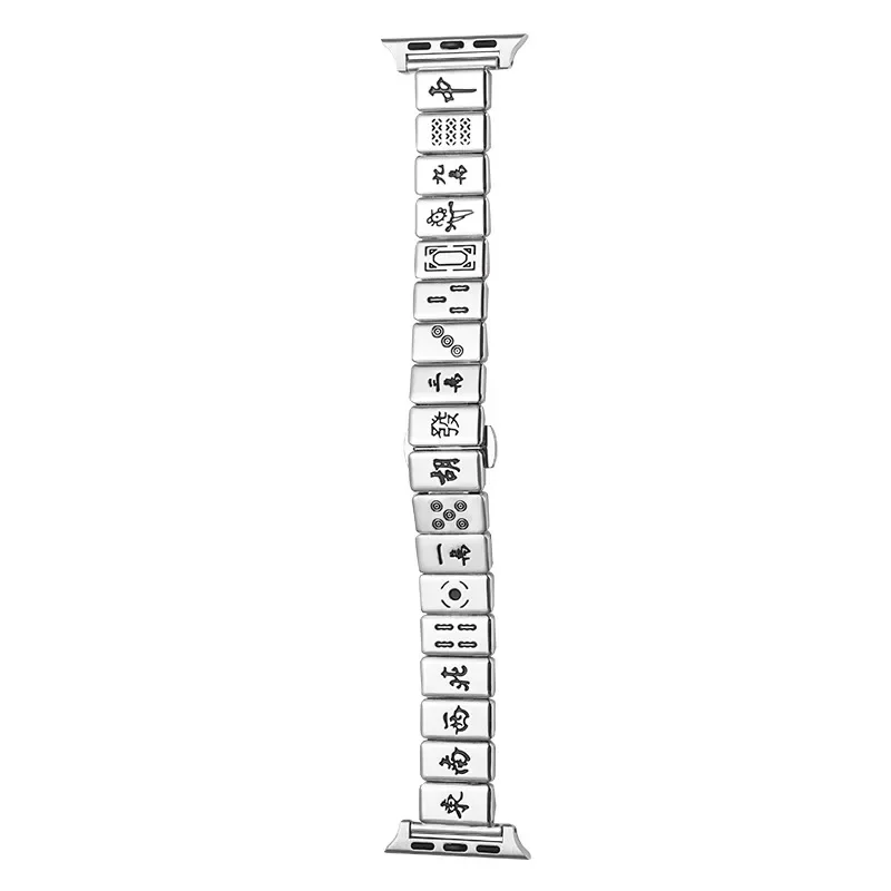 Mahjong สายโลหะสําหรับ Apple Watch 49 46 42 45 มม.สไตล์เรียบง่ายผู้ชายและผู้หญิงสาย iwatch Series 10 Ultra 9 8 7 6 SE Band