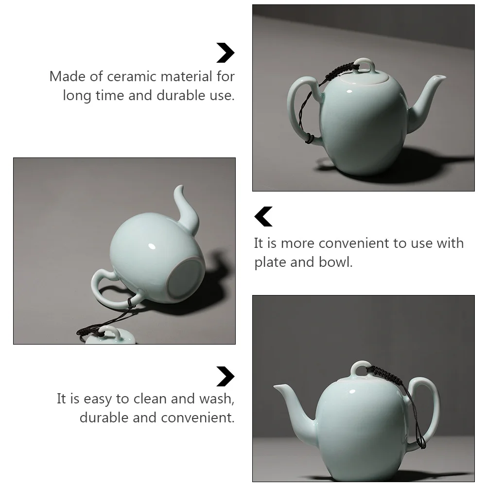 

1Pcs Handmade Ceramic Teapot Fine Workmanship Elegant Appearance Tea Pot with Comfortable Handle for Hotel Office Tea Time