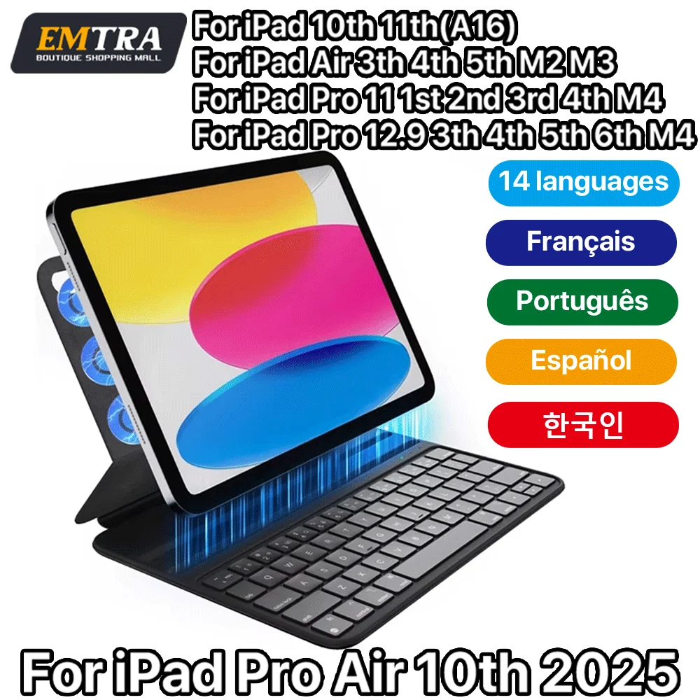 

EMTRA Magic Keyboard Magnetic for iPad 11th 10th Bluetooth Keyboard for IPad Air 4 5 6 Pro 11 13 Tablet Smart Case Spanish Cover
