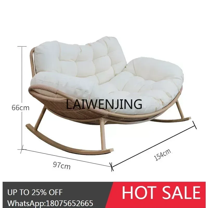 

T9-Double Rocking Chair Lazy Balcony Living Room Leisure Sofa Sleeping Patio Rocking Chair