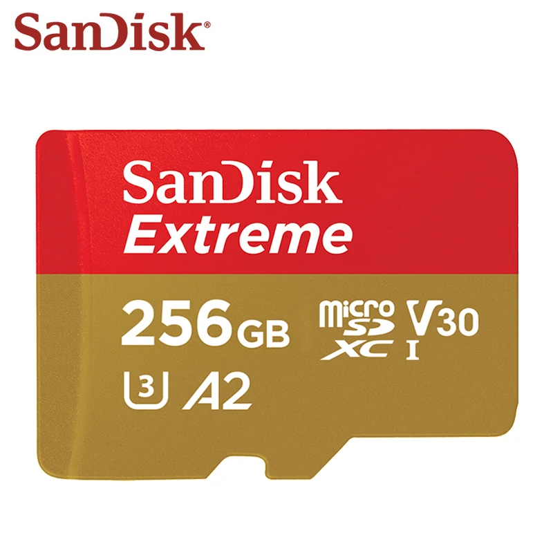 Карта памяти Microsd SanDisk Extreme U3 V30 A2, 1 ТБ, 512 ГБ, 256 ГБ, 128 ГБ, 64 ГБ, 32 ГБ, класс 10