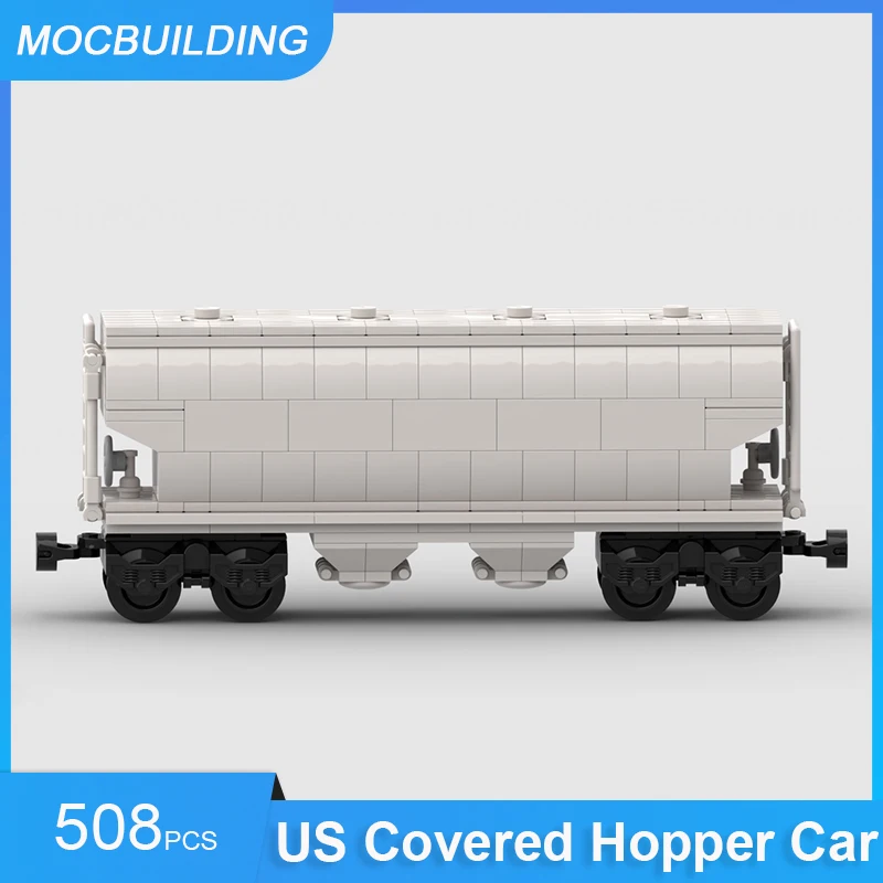 MOC Building Blocks US Covered Hopper Car Train Model DIY Assemble Bricks Transportation Collection Creative Display Toys Gifts