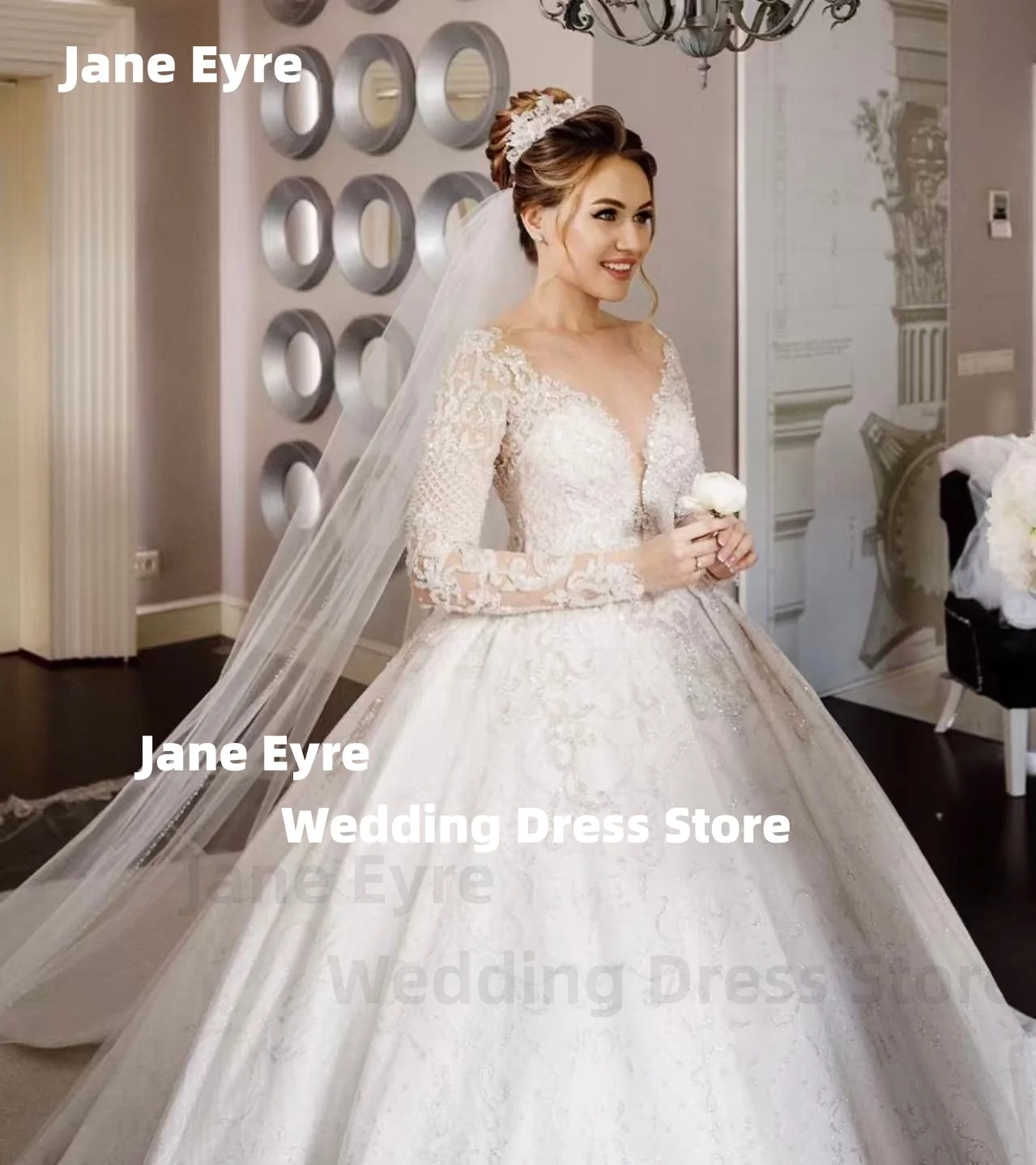 

Джейн Эйр Элегантные роскошные кружевные атласные винтажные бальные платья больших размеров Vestido De Noiva Свадебные платья по индивидуальному заказу