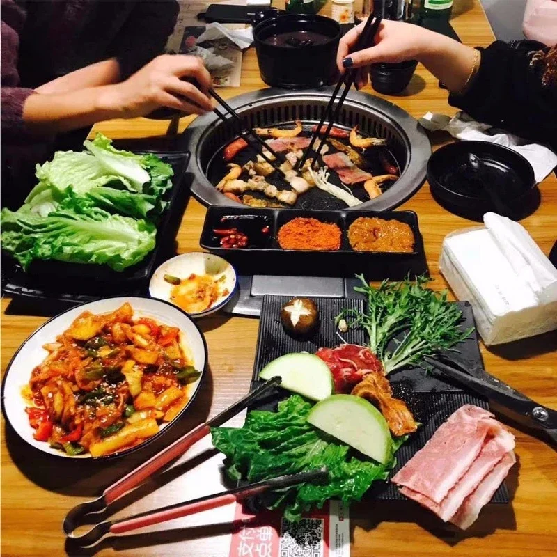 Korean clean smoke carbon oven Self-service charcoal oven inlaid type