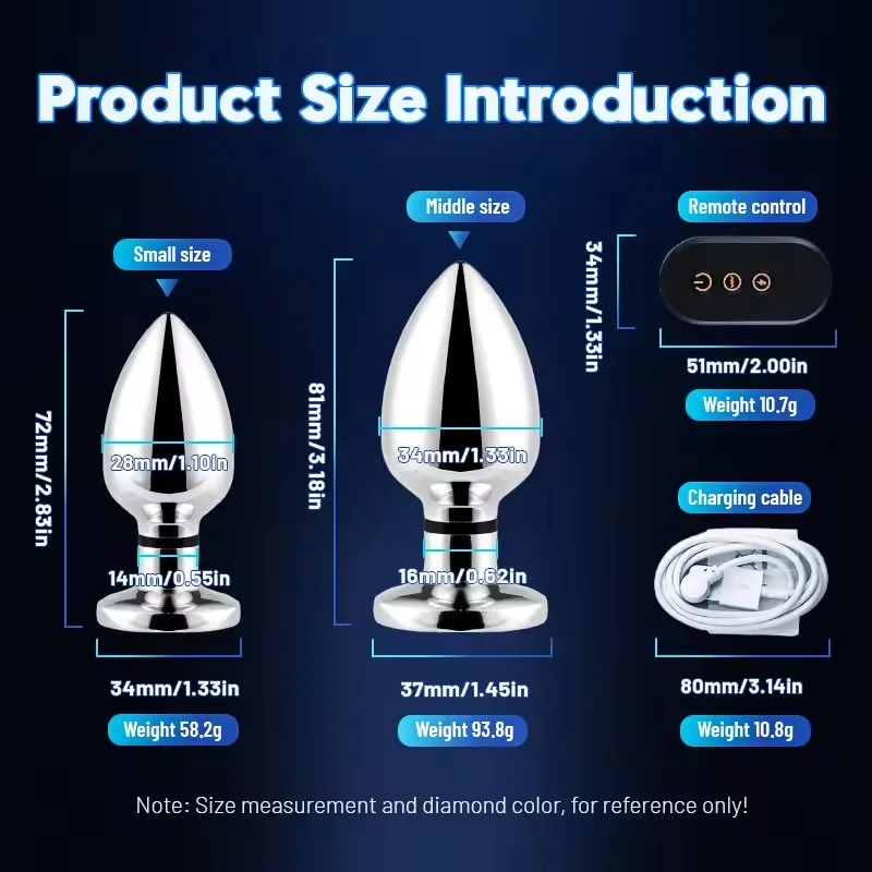 1set, Man and Woman Metal Electric Shock Anal Plug, Vibrating anal plug, butt plug, G-spot masturbation, Passionate party, adult - Image 3
