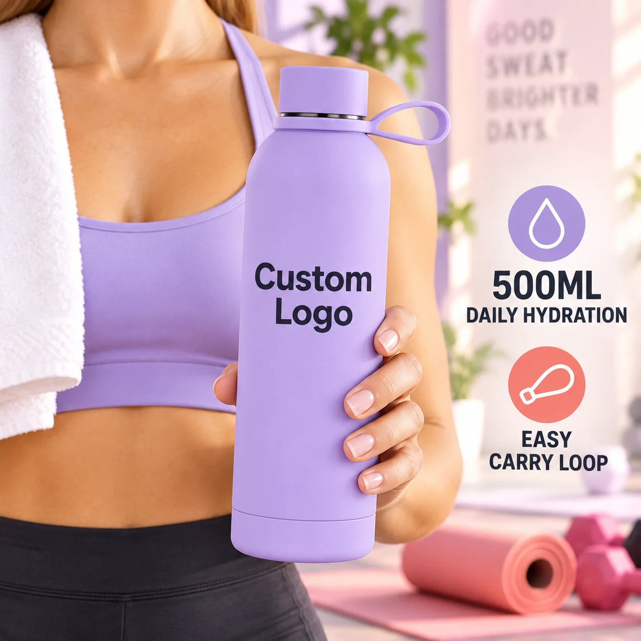Personalized Stainless Steel Thermos Water Bottle 500ml Small Mouth Vacuum Flask For Gym Office Travel Halloween Christmas Gift