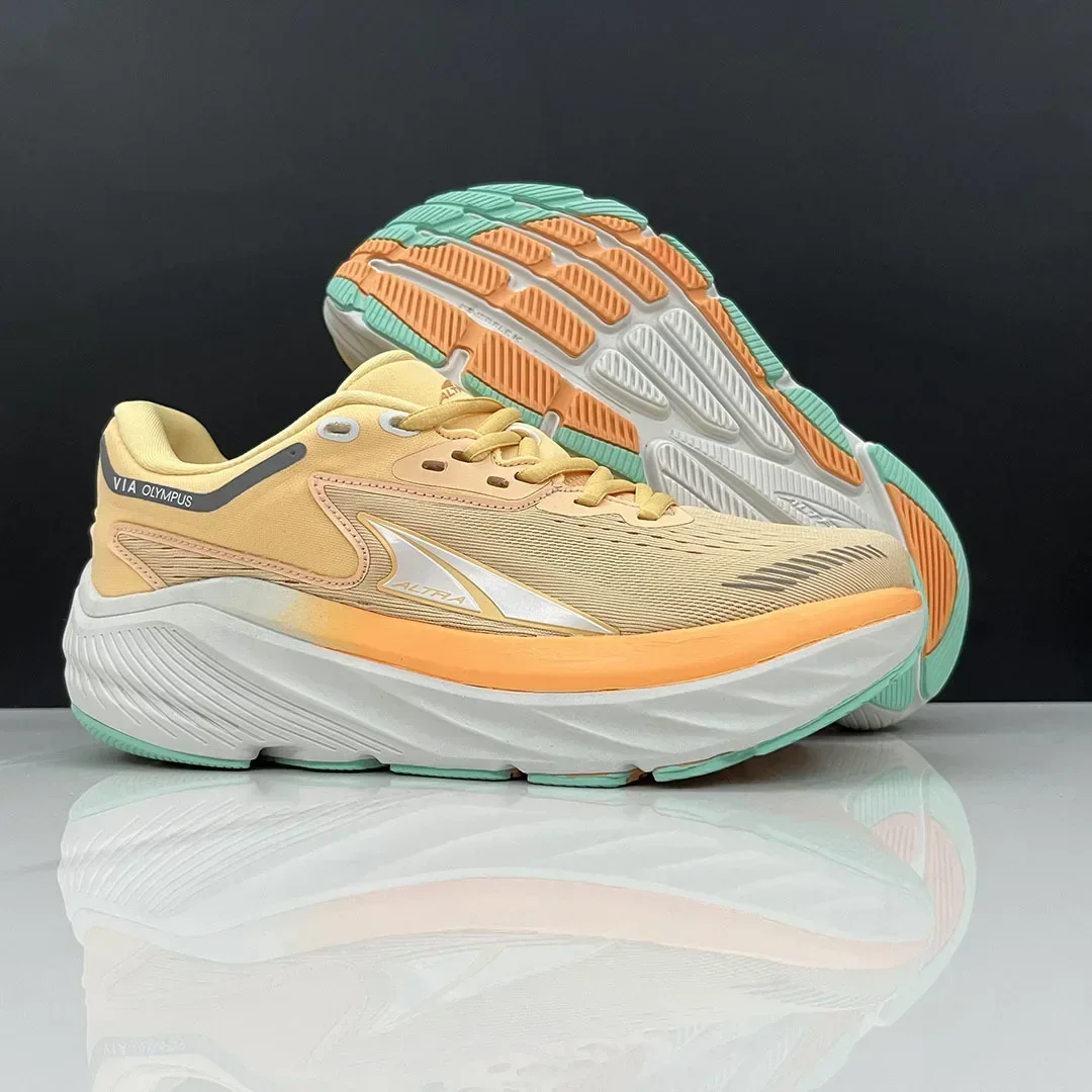 ALTRA Via Olympus 2 Gray Yellow Men Women Running Shoes Non-slip Stretch Road Light sport Training Sneakers