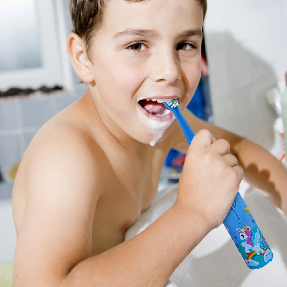 Spazzolino elettrico per bambini pulizia sonica cartone animato per bambini cintura per bambini sostituzione spazzolino da denti testa modello cartone animato