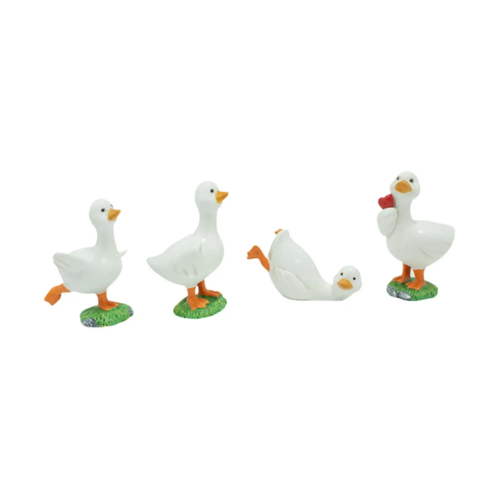 4x Resin Figurines Funny Cafe Animal Sculptures Duck Garden Statues Lawn Ornament for Dining Room Festival Pool Shelf Bedroom