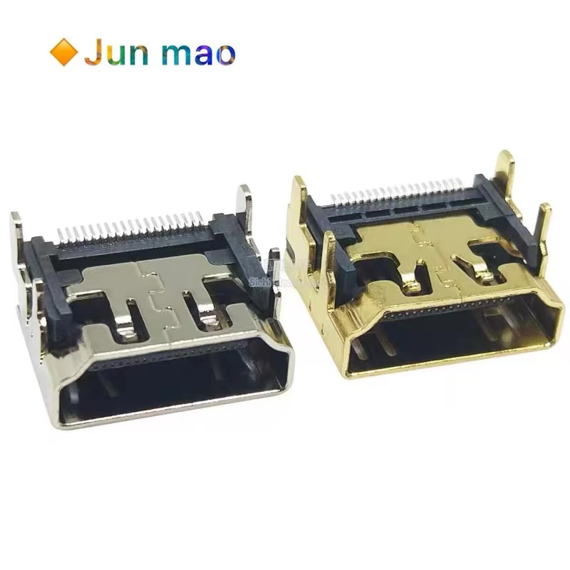 10PCS HDMI interface patch nickel/gold plated copper shell interface socket high-definition socket 19P HDMI socket