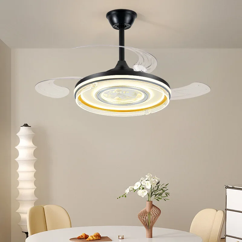 シーリングファンライト 北欧風 シンプル ダイニングルームファンライト 家庭用寝室 リビングルーム ファン付きシャンデリア