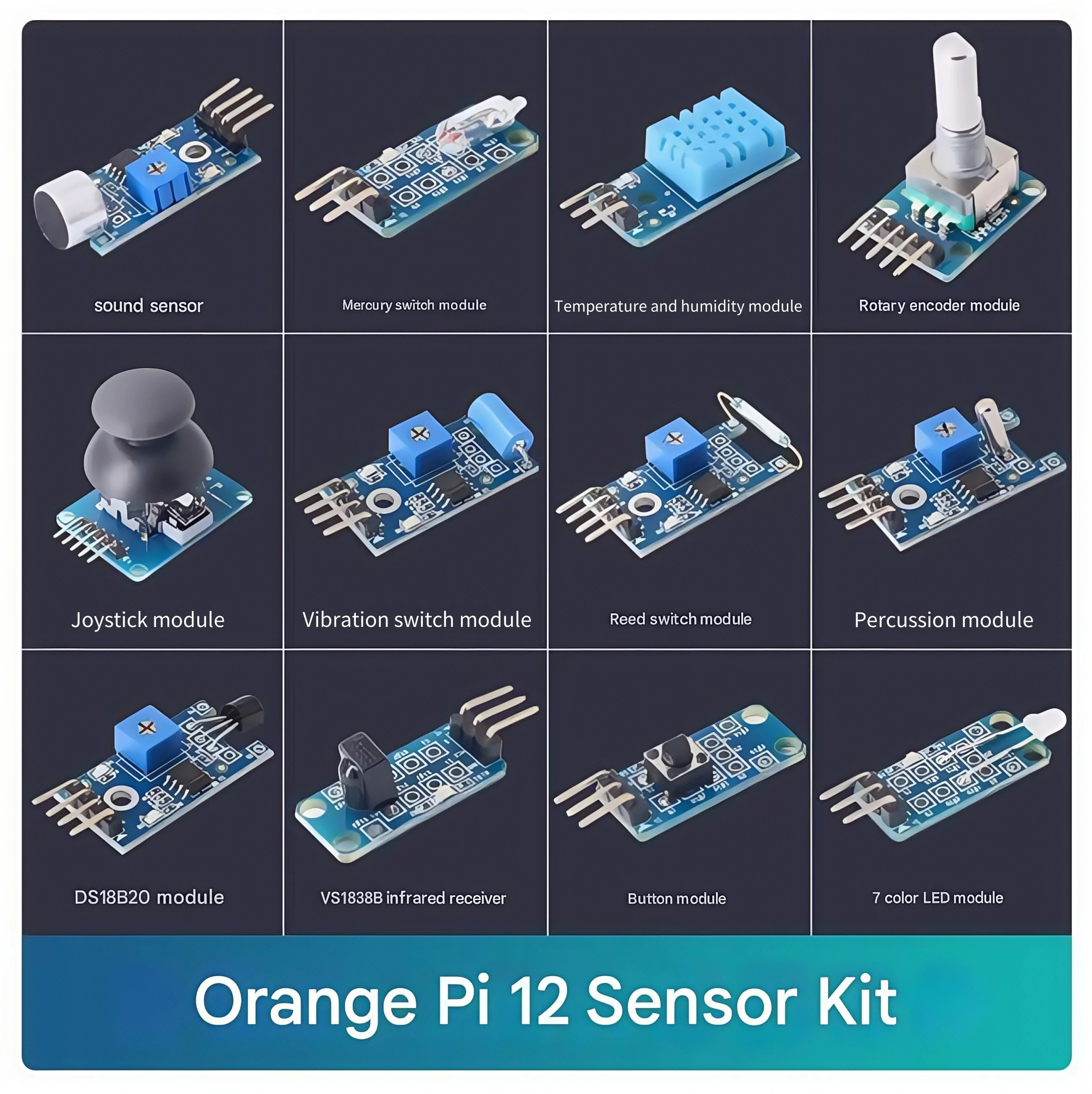 

Orangepi development board 12 sensor modules intelligent components electronic modules