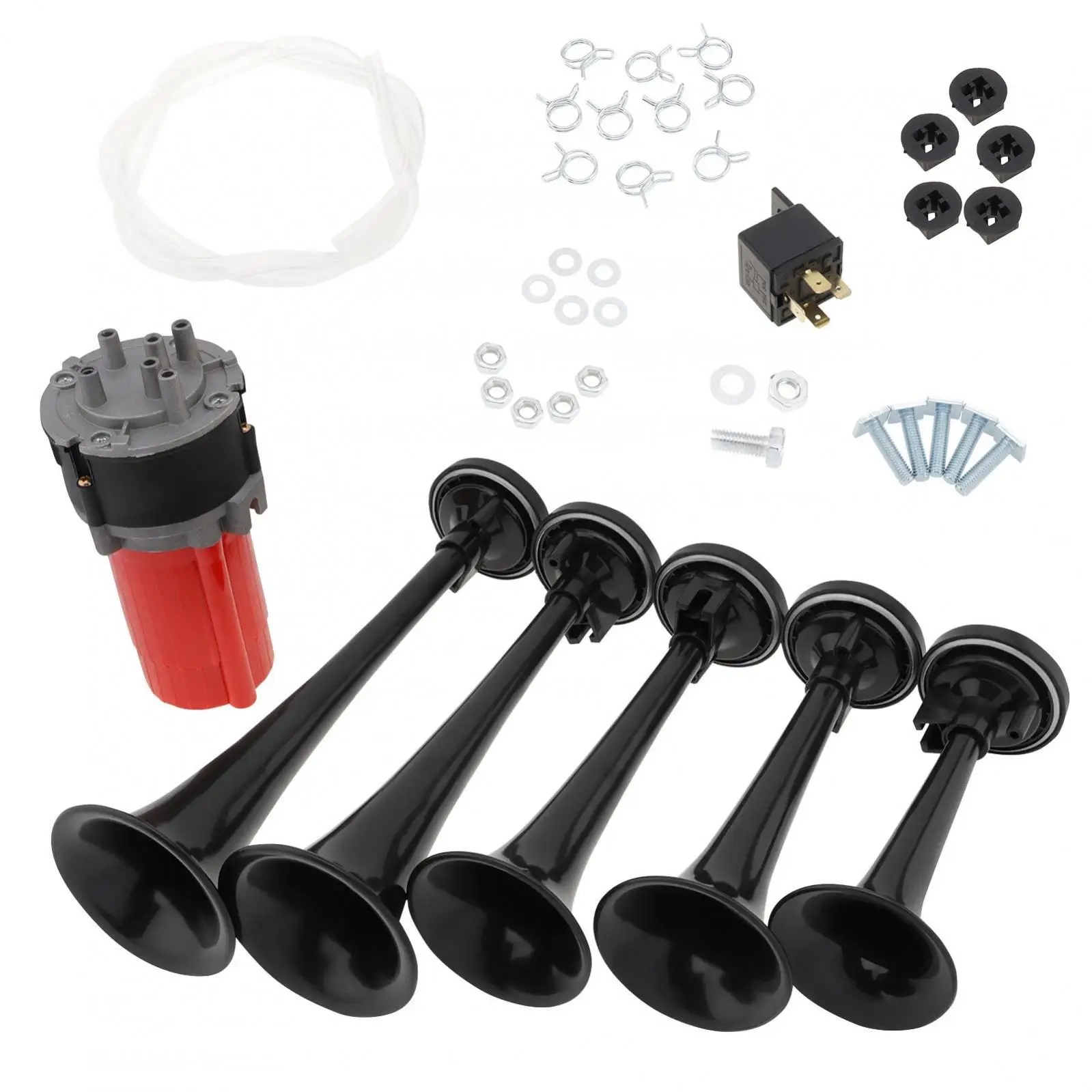 

125db Full Complete System 5 Trumpet Musical Sound Trumpet Air Horn with Compressor for Car / Truck