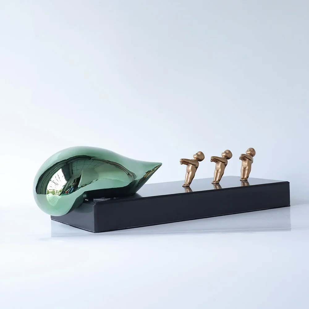 Modern resin alloy sculpture abstract art statue with marble base for home office desktop decoration gift