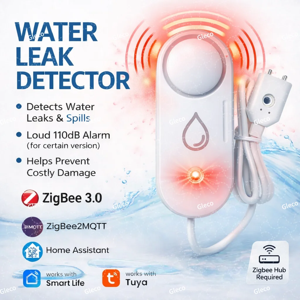 

Датчик протечки воды Zigbee с опциональной звуковой сигнализацией для 2MQTT/Tuya Smart Life, система оповещения для умного дома и безопасности