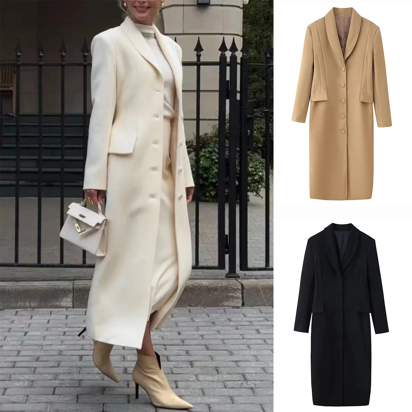 

Новое зимнее женское длинное пальто с воротником-стойкой для похудения на талии, полиэфирное волокно 00% шерстяное пальто средней длины Jaet