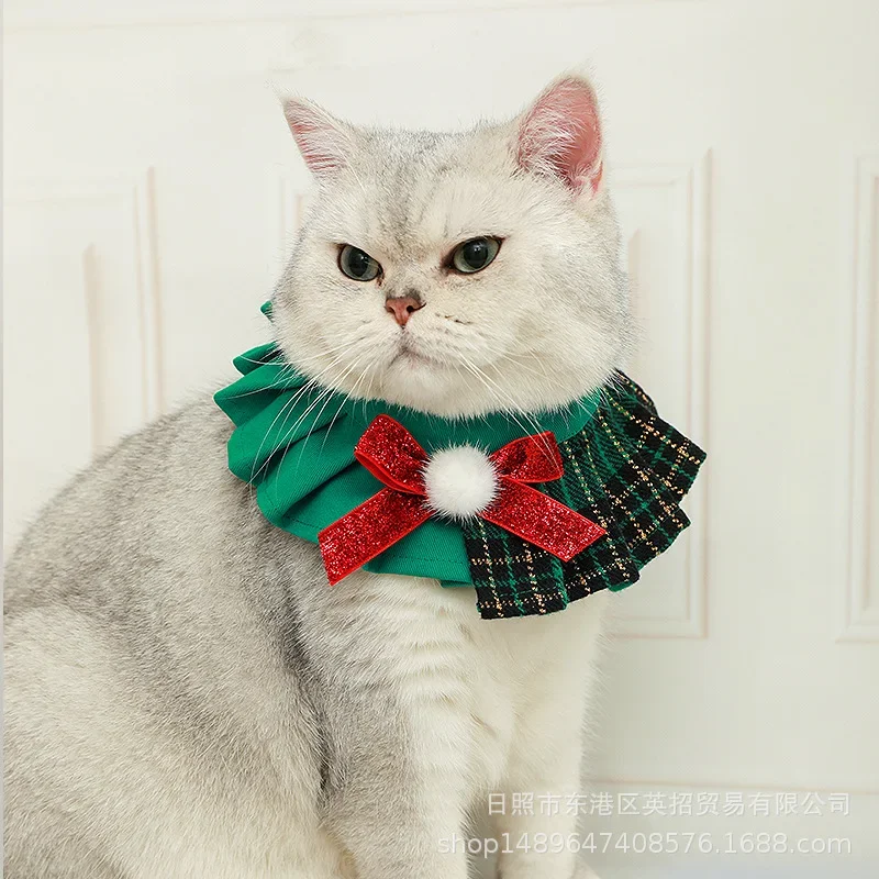 Cat Christmas Octagonal Hat Collar Bibs Dog Accessories Clothes Dress Up Pet Christmas Hat Scarf for Photos