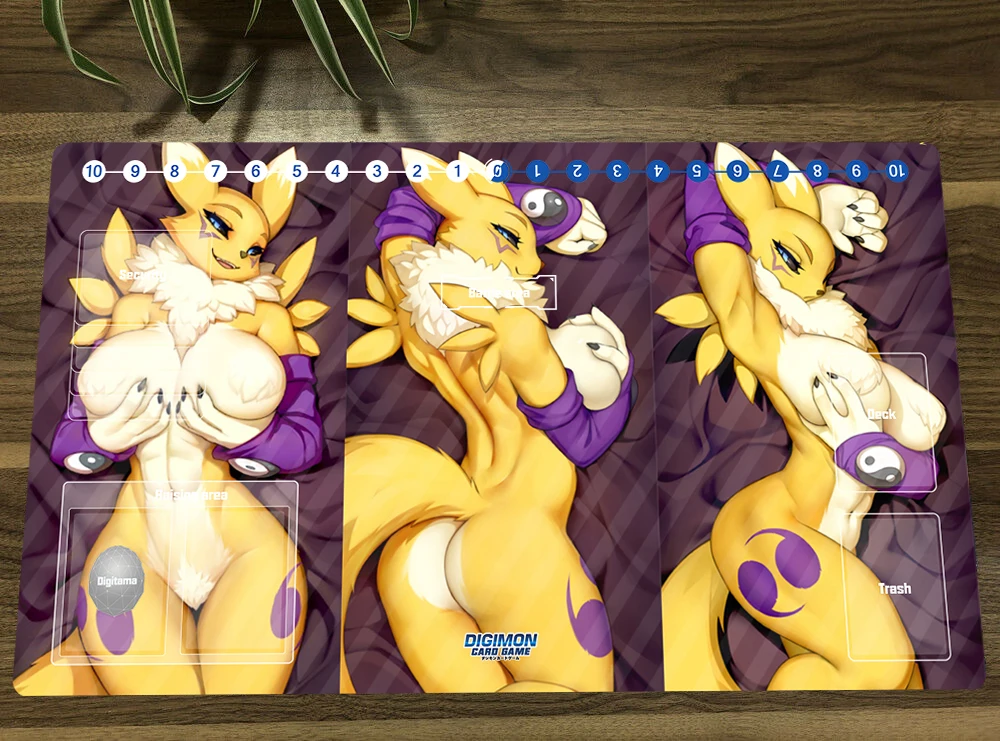 Digimon Duel Playmat Renamon DTCG TCG CCG Mat Trading Card Game Mat Mouse Pad Table Gaming Play Pad Free Bag