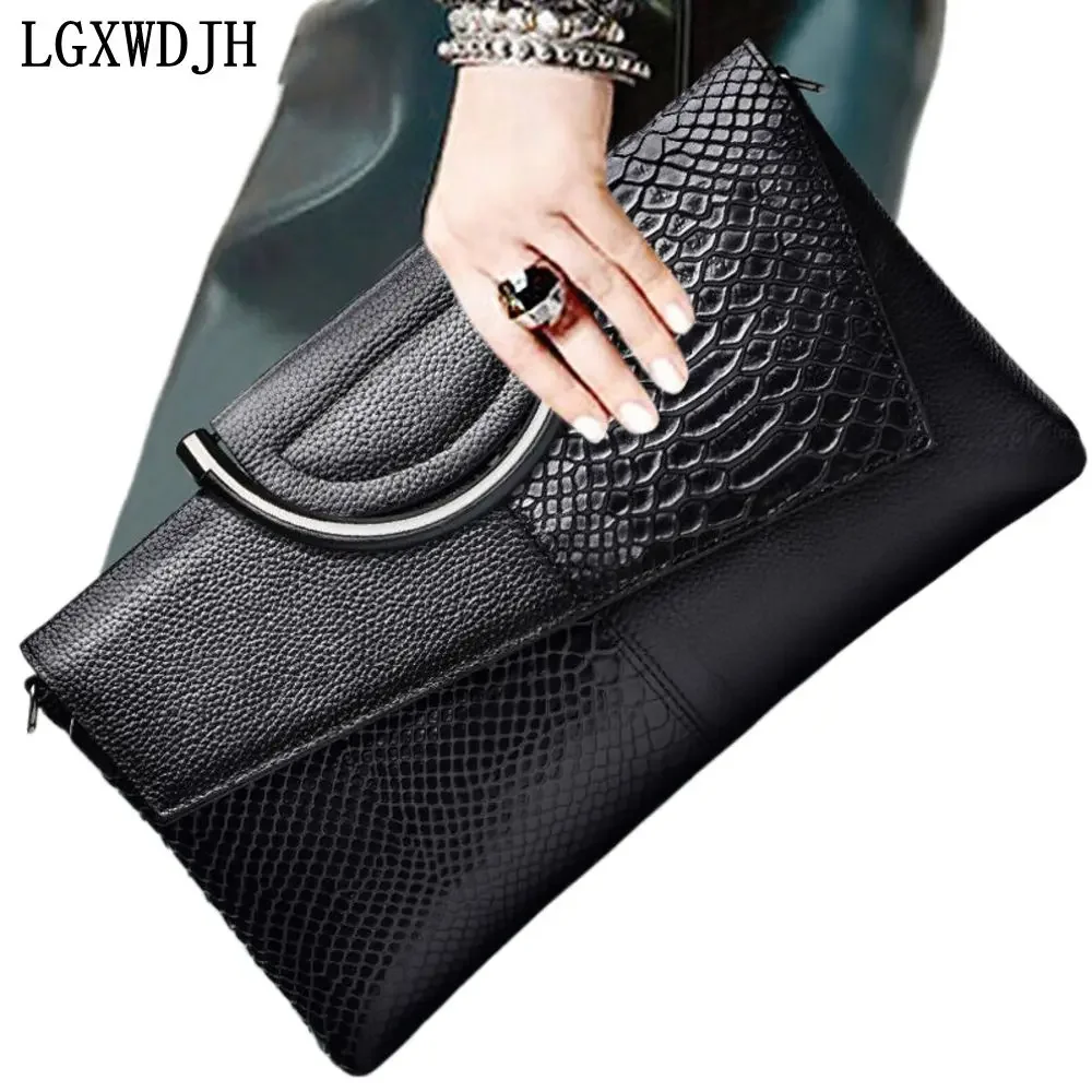 

Crocodile print magnetic buckle fashion ladies Shoulder bag High Capacity Cow Leather Clutch Multifunctional Brand Crossbody Bag