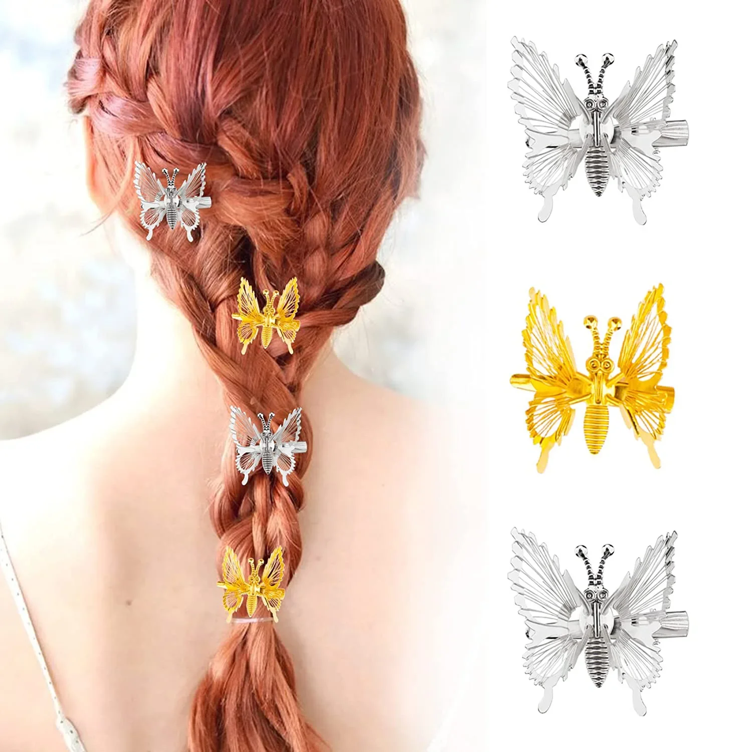 1 Butterfly Simple Hair Clip, Fairy Tassel Side Clip Headband