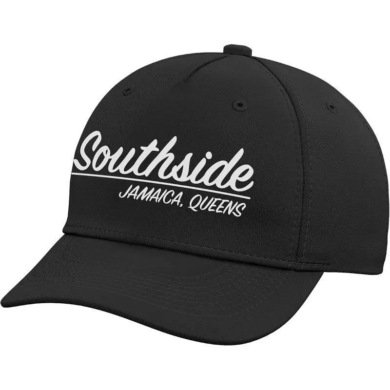 Old School New York Southside Jamaica Queens Neighborhood Adjustable Printed Baseball Hat, Black