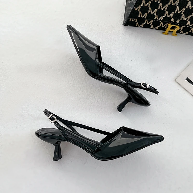 Summer Pointed-toe Low-heeled High-heeled Shoes with A Rear Open-toe Slip-on Women's Shoes - view 3