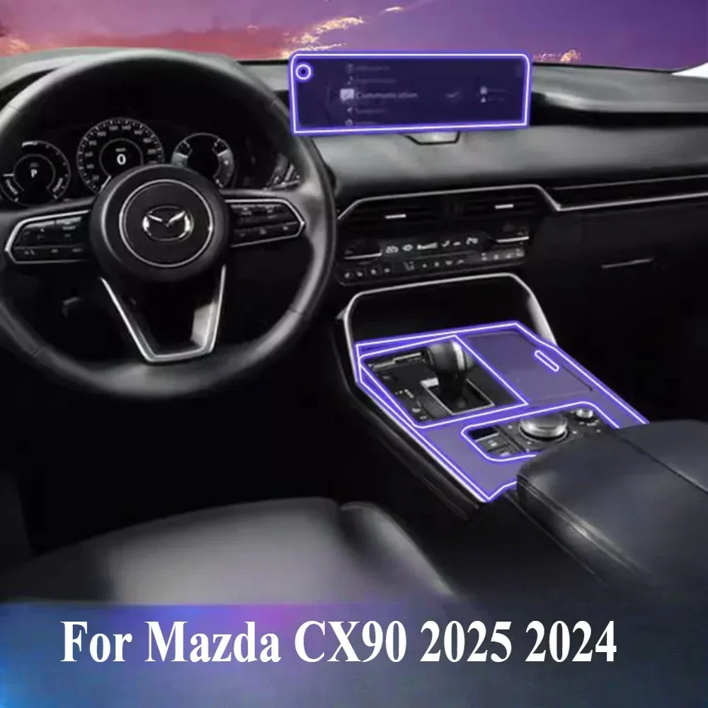 

Защитная пленка для Mazda CX90 2025 2024, аксессуары для интерьера, прозрачная ТПУ панель шестерни, GPS-навигация, наклейка на центральную консоль