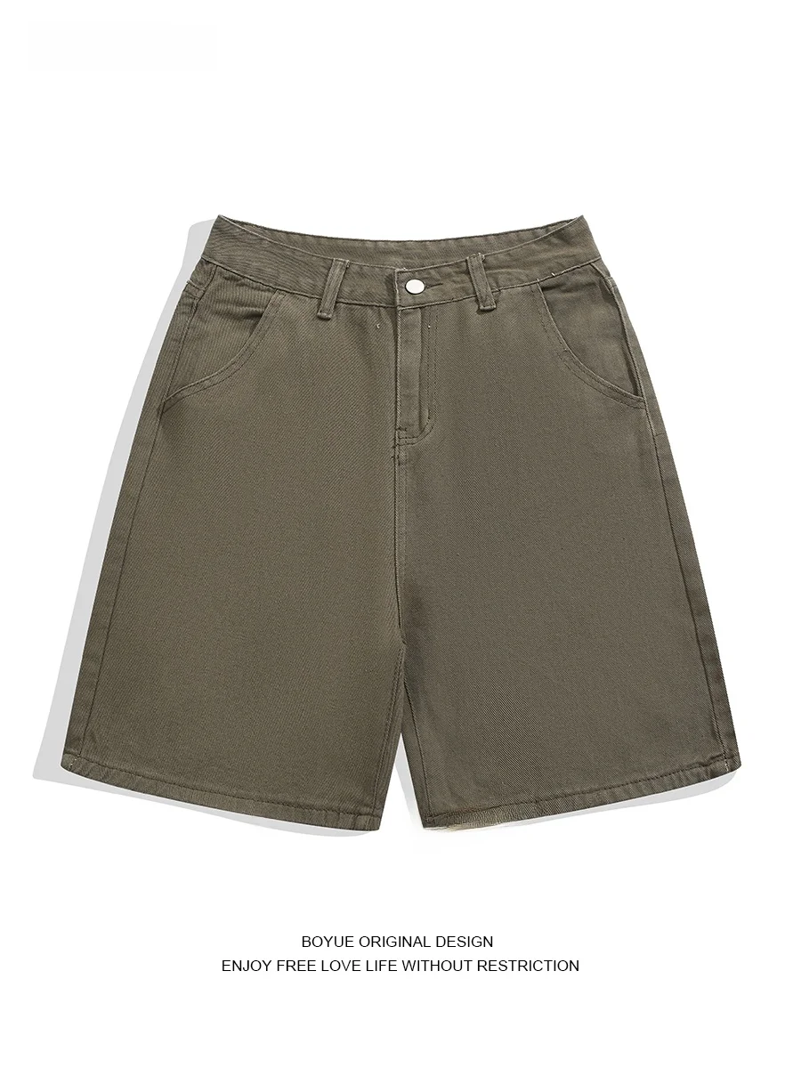 

Мужские джинсовые шорты Boyue в ретро-стиле, прямые, со средней посадкой, повседневные, модные, универсальные, летние, молодежные, стильные