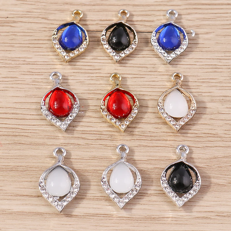 

10pcs 11x21mm Elegant Crystal Tree Leaf Charms Pendants for Making Women Cute Drop Earrings Necklaces Crafts Jewelry Findings