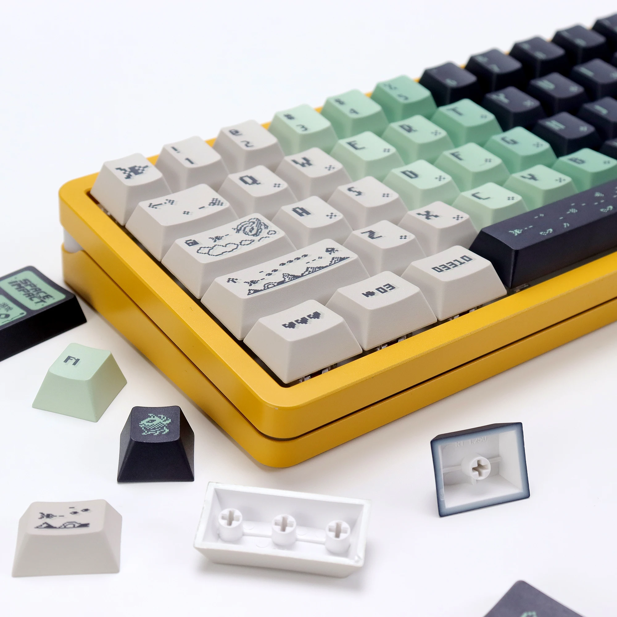 

KBDiy 143 Key/Set Space Impact Keycap ISO Retro Gradient Cherry Profile PBT Keycaps Alice Split Space For 60 Mechanical Keyboard