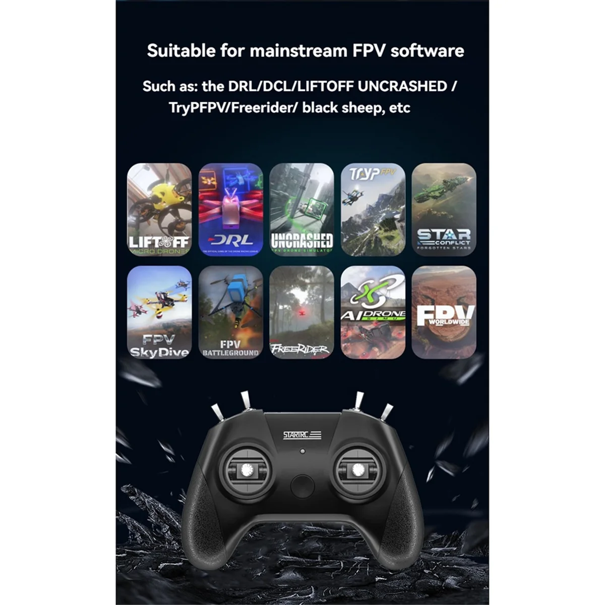 AT341- S8 FPV Drone Training Simulator مقبض التحكم عن بعد 8CH لـ DRL Liftoff للتدريب على الطائرة بدون طيار B