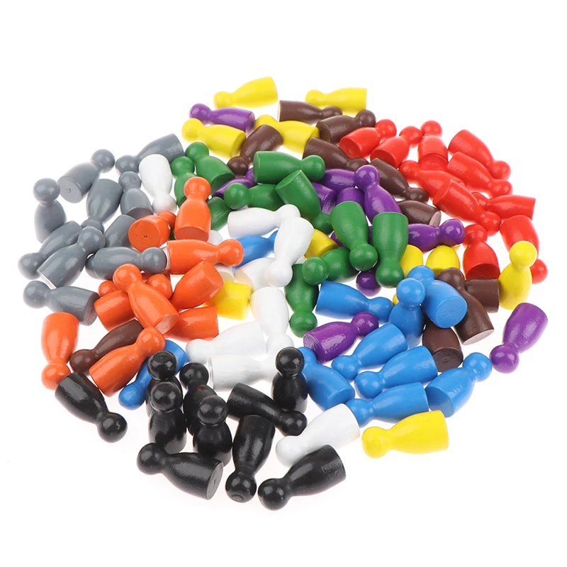 

100PCS Wooden Pawn Pieces Chess Board Game Accessories Marking Color