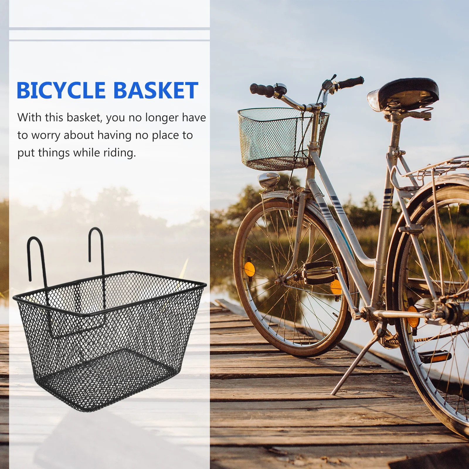 

Basket Bike Front Handlebar Storage Motor Cycling Iron Grocery Rack Child Shopping Baskets Metal