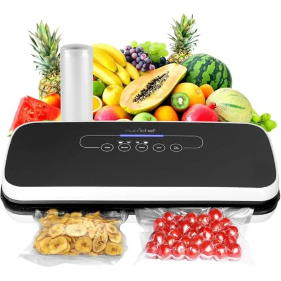 

Food preservation vacuum sealer system: compact starter kit lab-tested ABS plastic black automatic air removal with dry/moist m