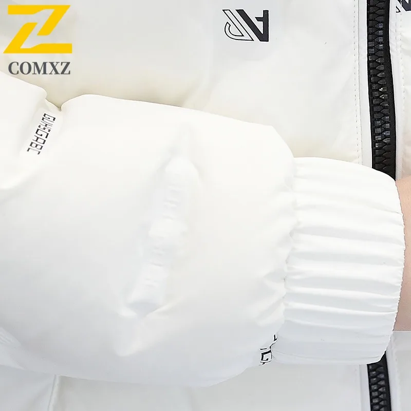 COMXZ Mens stand collar Puffer Jacket Korean Style Solid Color Cotton-Padded Waterproof Windproof Thermal Outerwear Streetwear