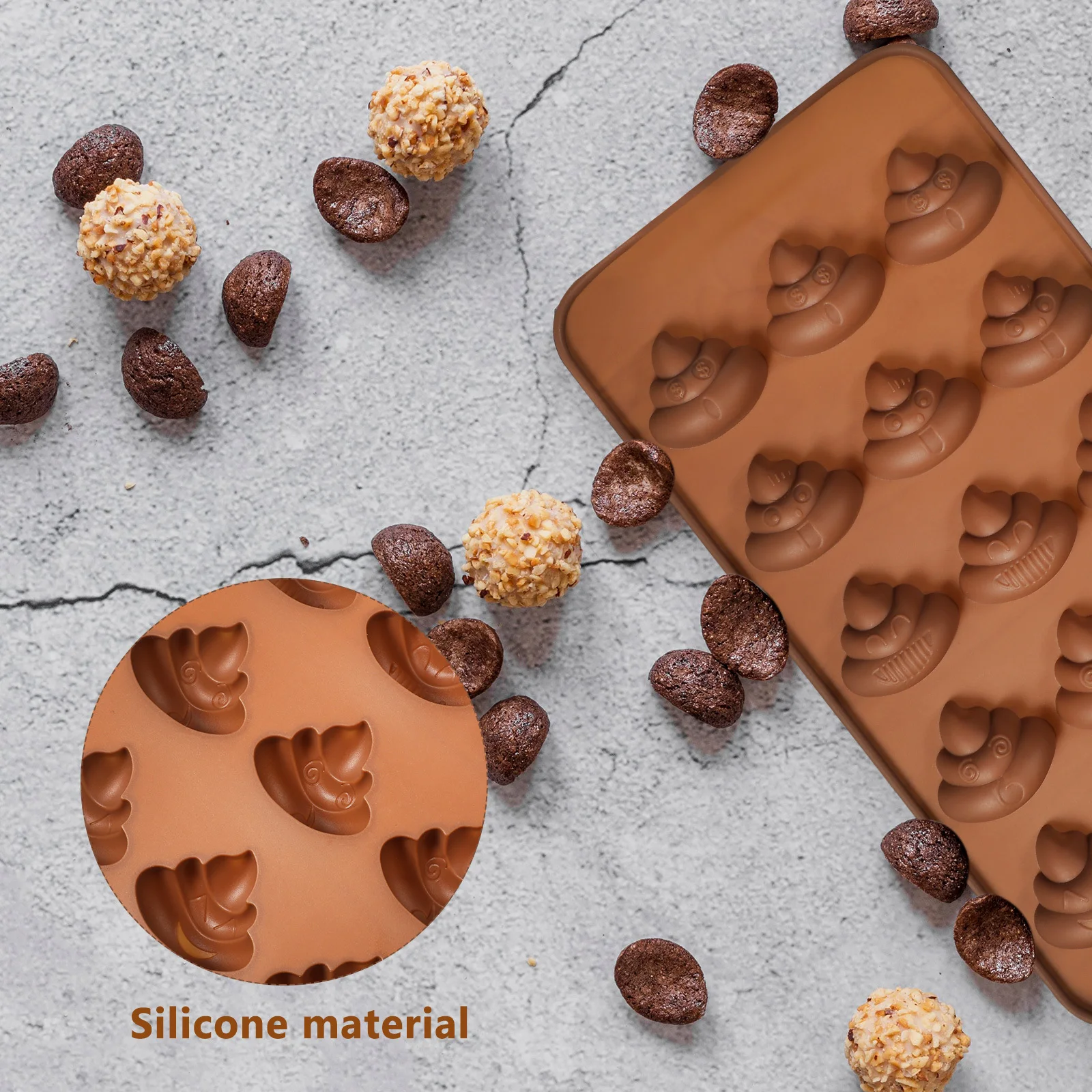

4Pcs Chocolate Silicone Molds Set for Baking Candies Cookies Gummies Lollipops Fondant Craft Easy Release Non Stick