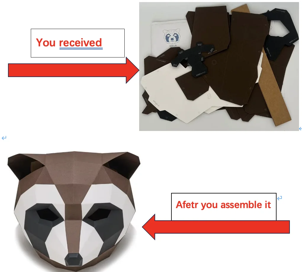 Creative animal Little raccoon head mask Diy paper model funny cute party photo Tiktok props