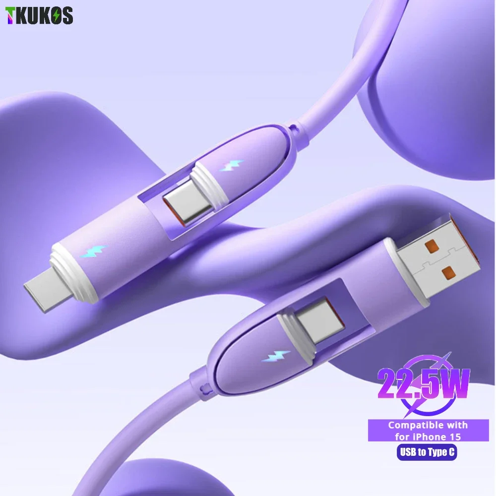 4 In 1 60W USB TypeC kablo hızlı şarj için Samsung Xiaomi Huawei iPhone 14 13 12 11 15 Pro Max 65W tipi C tipi C kablo 1m