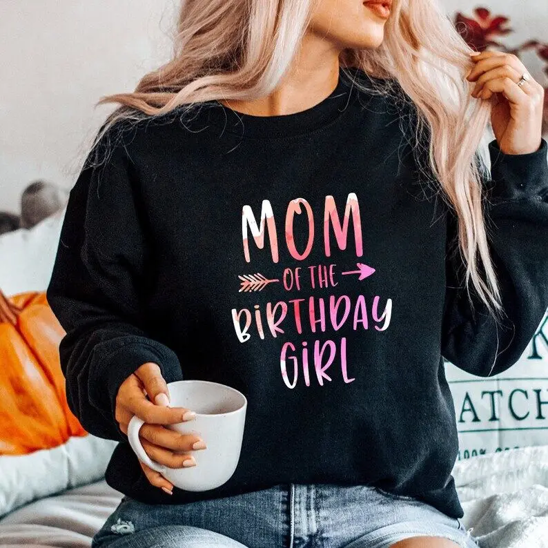 Mommy of the birthday, daughter girl matching family for mom Unisex Sweatshirt Cotton Solid Thicken Warm Women Sweatshirts Lady