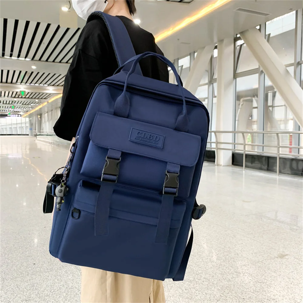 Nuovo zaino da coppia in stile accademia di grande capacità borsa da viaggio Casual coreana in tinta unita zaino Unisex per studenti delle scuole superiori