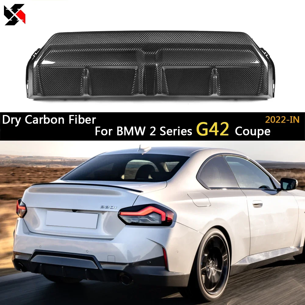 Rear Lip Diffuser For BMW 2 Series G42 Coupe M-sport 2022-IN Dry Carbon Fiber Bumper Lips Diffusers Shark Fin Type Car Styling