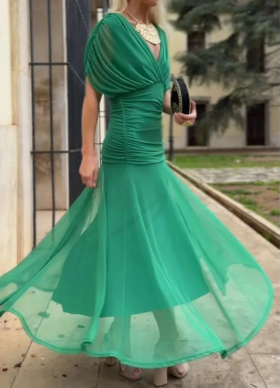 1 2026 Europäisch-Amerikanisches Frühling-Sommer Neues Netz-Print-Trägerkleid Ins Urlaub Party Maxikleid – Detail 35